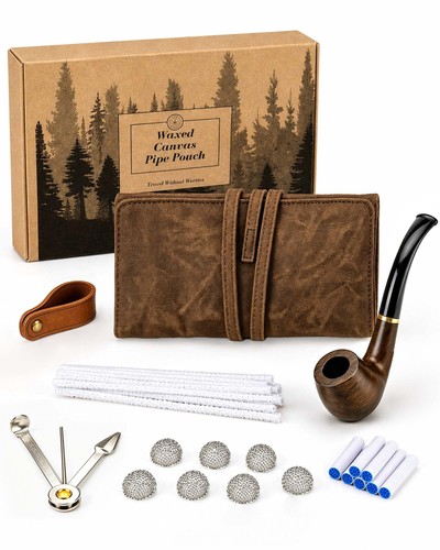 Tobacco pouch waxed - tobacco, canvas